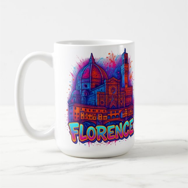 Firenze Neon Pop-Art Skyline Kaffeetasse (Links)