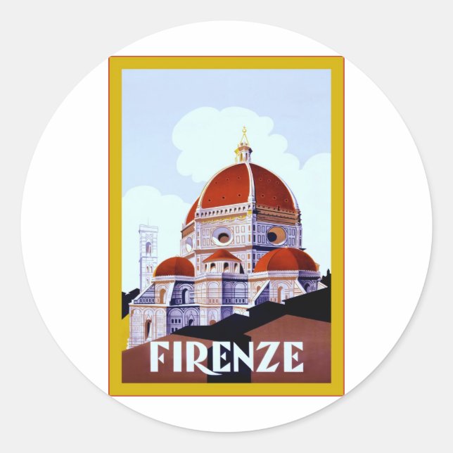 Firenze ~ Vintage italienische Reise Runder Aufkleber (Vorderseite)