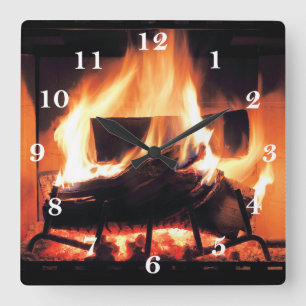 Fireplace Quadratische Wanduhr