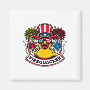Firequacker 4. Juli Gummiente USA-Flagge Magnet