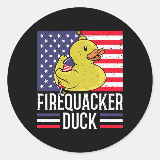 Firequacker Duck 4. Juli Firecracker Independe Runder Aufkleber (Vorderseite)