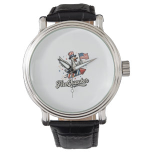 FireQuacker Patriotische Gans Vintage 4. Juli Deko Armbanduhr
