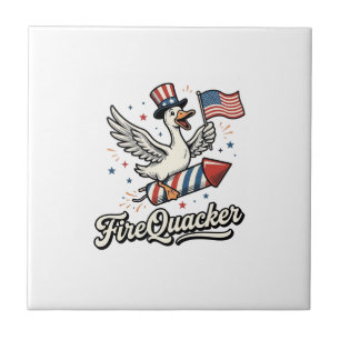 FireQuacker Patriotische Gans Vintage 4. Juli Deko Fliese