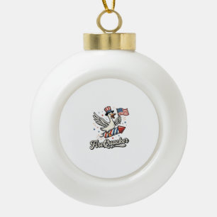 FireQuacker Patriotische Gans Vintage 4. Juli Deko Keramik Kugel-Ornament
