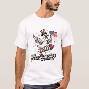 FireQuacker Patriotische Gans Vintage 4. Juli Deko T-Shirt