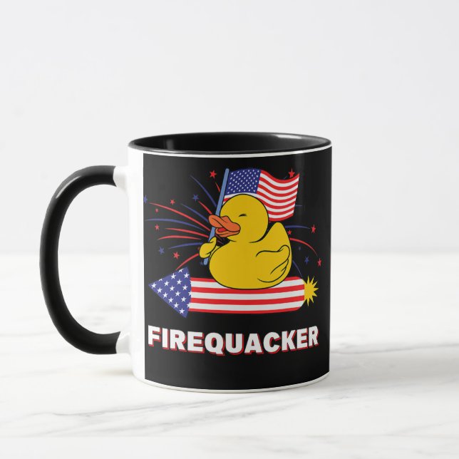 Firequacker Rubber Duck USA Patriotic 4. Juli Tasse (Links)