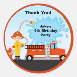 Fireruck Geburtstagsparty Gefallen Stickers