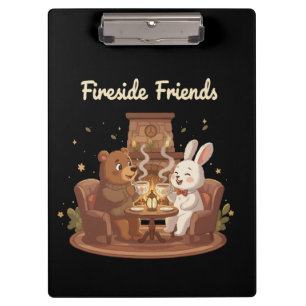 Fireside Friends Niedlicher Bär und Kaninchen Cozy Klemmbrett