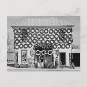 Firestone-Reifenshop, 1940 Postkarte