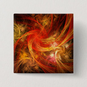 Firestorm Moderne Abstrakte Kunst Rot Gold Energie Button