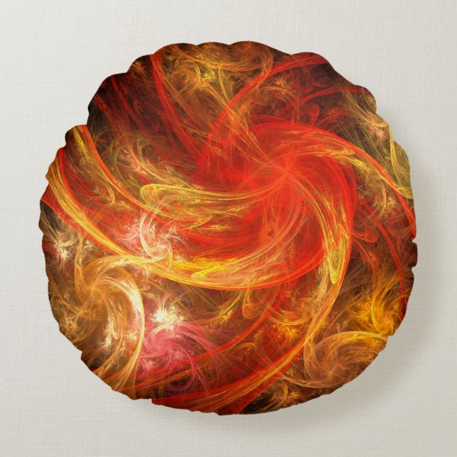 Firestorm Nova Abstrakt Art Rundkissen Rundes Kissen (Vorderseite)