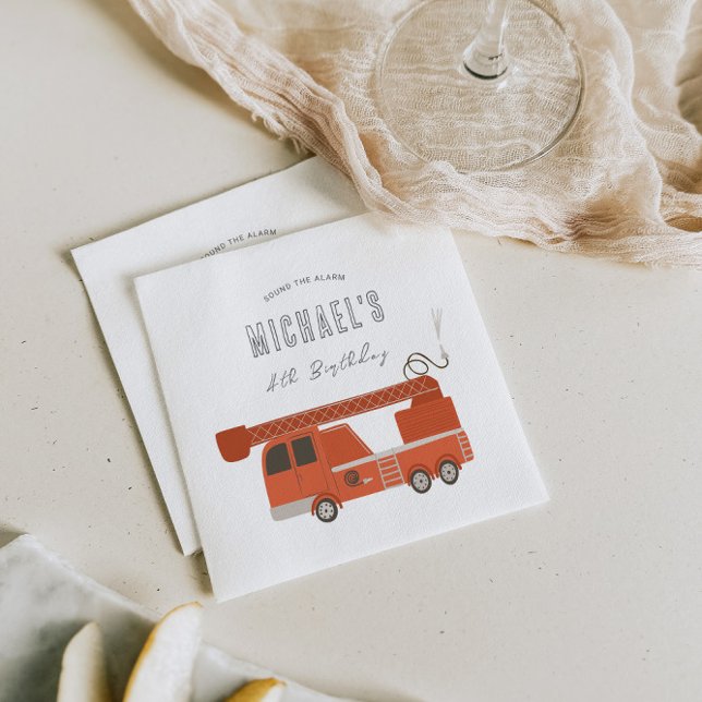 Firetruck Birthday Paper Napkin Serviette (Von Creator hochgeladen)