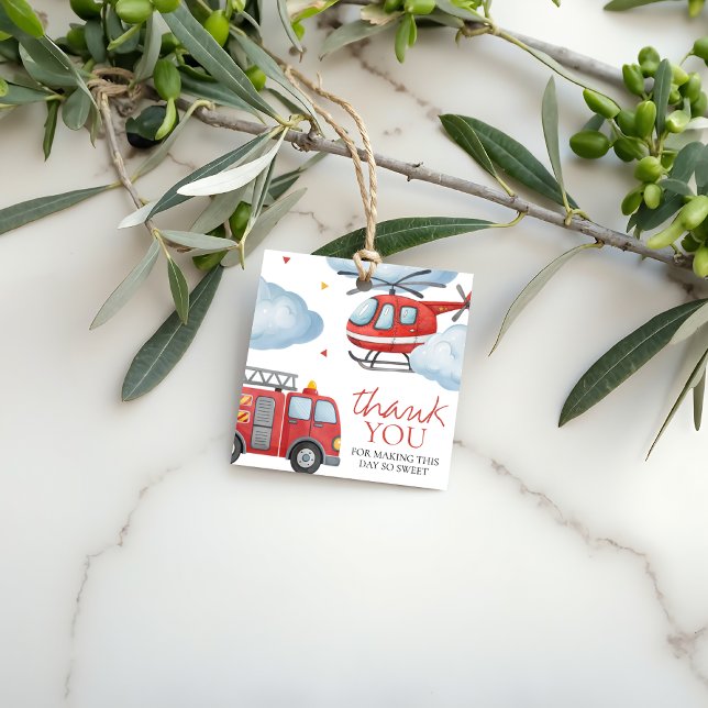 Firetruck Birthday Thank You Tag Geschenkanhänger (Von Creator hochgeladen)