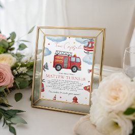 Firetruck Birthday Time Capsule Sign Sockelschild