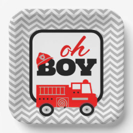 Firetruck Boy Baby ShowParty Pappteller