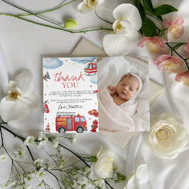 Firetruck Photo Thank You Card Einladung