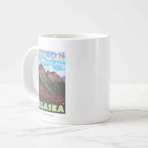 Fireweed & Mountains - Yukon, Alaska Jumbo-Tasse