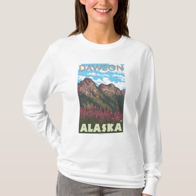 Fireweed u. Berge - Dawson, Alaska T-Shirt (Vorderseite)
