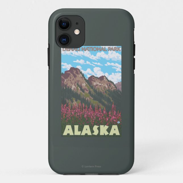 Fireweed u. Berge - Denali Nationalpark, Case-Mate iPhone Hülle (Rückseite)
