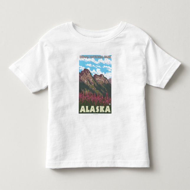 Fireweed u. Berge - Denali Nationalpark, Kleinkind T-shirt (Vorderseite)