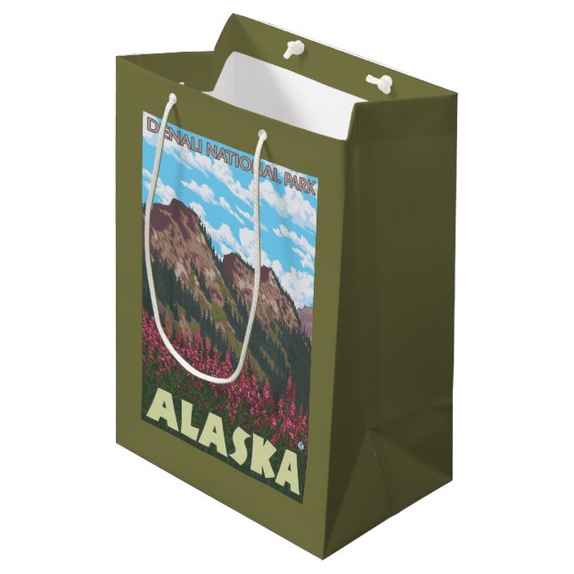 Fireweed u. Berge - Denali Nationalpark, Mittlere Geschenktüte (Vorderseite Schrägansicht)