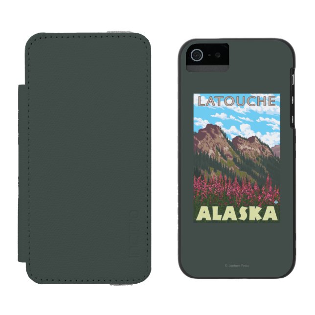 Fireweed u. Berge - Latouche, Alaska Incipio iPhone Geldbeutel-Hülle (Seite an Seite)