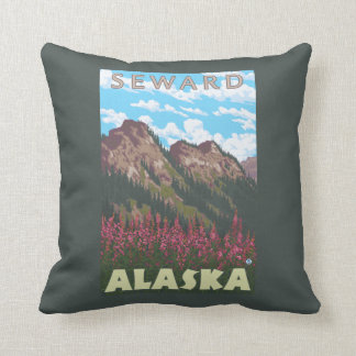 Fireweed u. Berge - Seward, Alaska Kissen