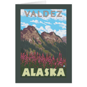 Fireweed u. Berge - Valdez, Alaska