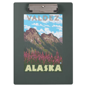 Fireweed u. Berge - Valdez, Alaska Klemmbrett