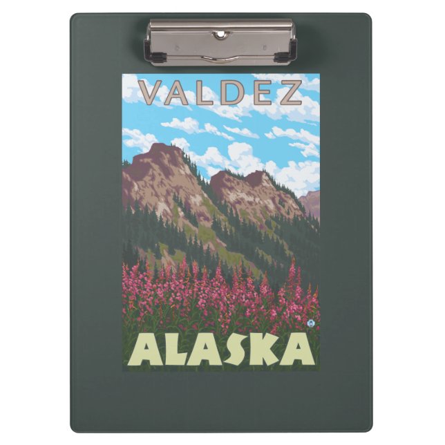 Fireweed u. Berge - Valdez, Alaska Klemmbrett (Vorderseite)