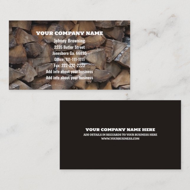 Firewood Business Card Visitenkarte (Vorne/Hinten)