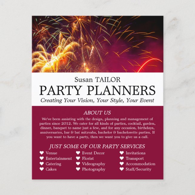 Firework-Anzeige, Party-Event-Plannerwerbung Flyer (Vorne)