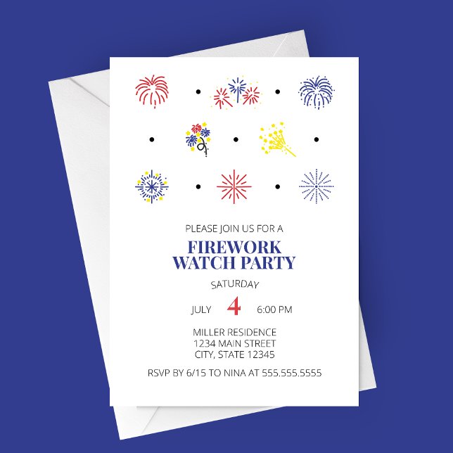 Firework Icons 4. Juli Party Einladung (Fireworks Icons | 4th of July Party Invitation | Firework Watch Party)