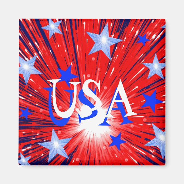 Firework Red White Blue Magnet 'USA' (Vorne)