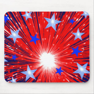 Firework Red White Blue Mousepad