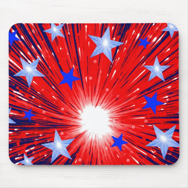 Firework Red White Blue Mousepad (Vorne)