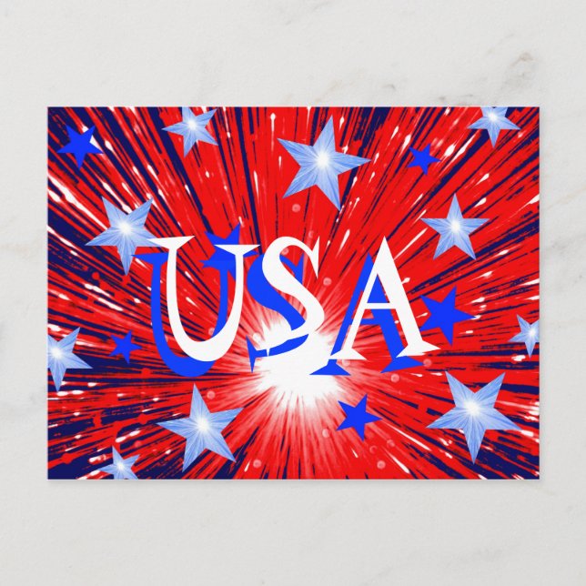 Firework Red White Blue 'USA' Postkarte (Vorderseite)