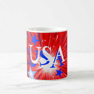 Firework Red White Blue 'USA' Tasse