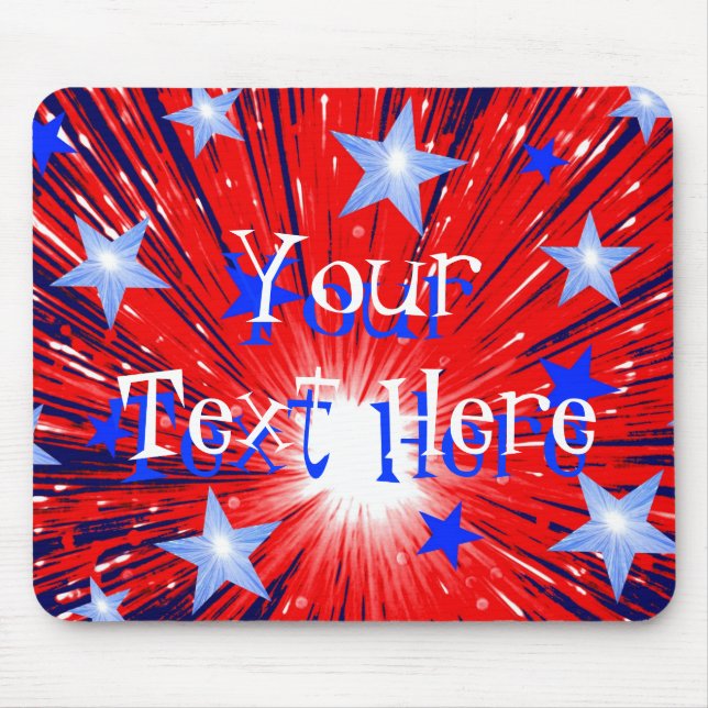 Firework Red White Blue 'Your Text' mousepad (Vorne)