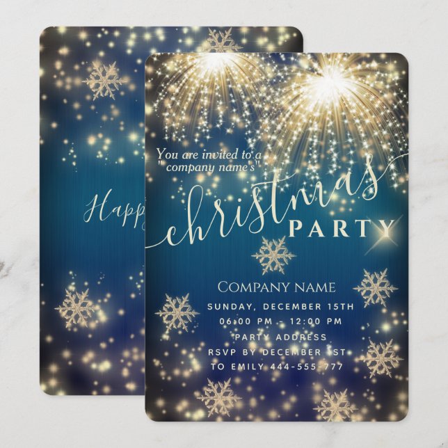 Firework Sparkle Luxus Unternehmen Weihnachtsfest  Einladung (Vorne/Hinten)