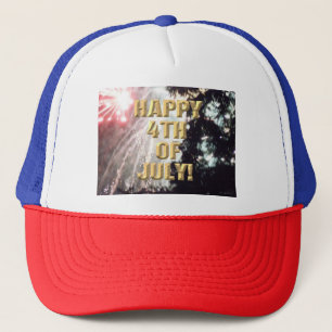 Fireworks 14 4 juillet rouge blanc bleu casquette