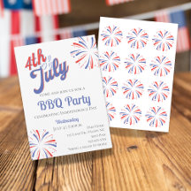 Fireworks 4 juillet BBQ Party Invitation