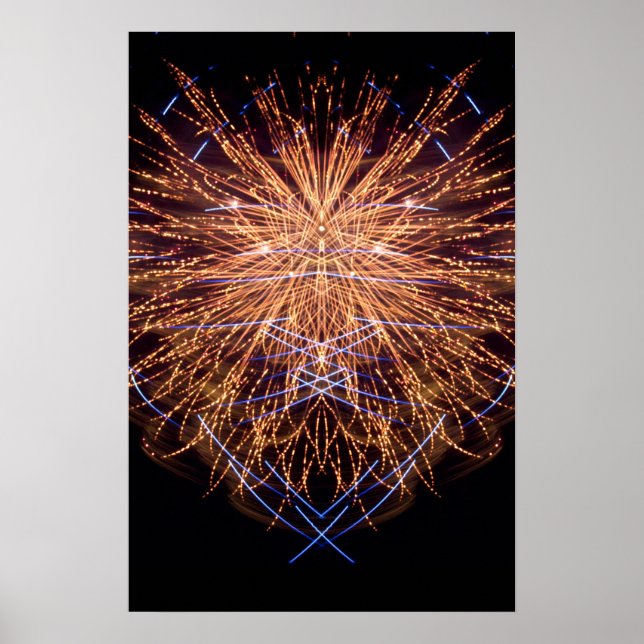 Fireworks Art: Gold und Blue 2 Poster (Vorne)