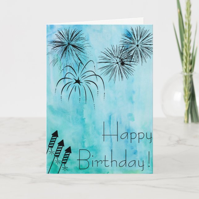 Fireworks Birthday Card - Fourth of July Karte (Vorderseite)