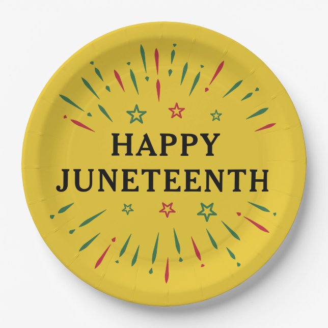 Fireworks Black Independence Day Happy Juneteenth Pappteller (Vorderseite)