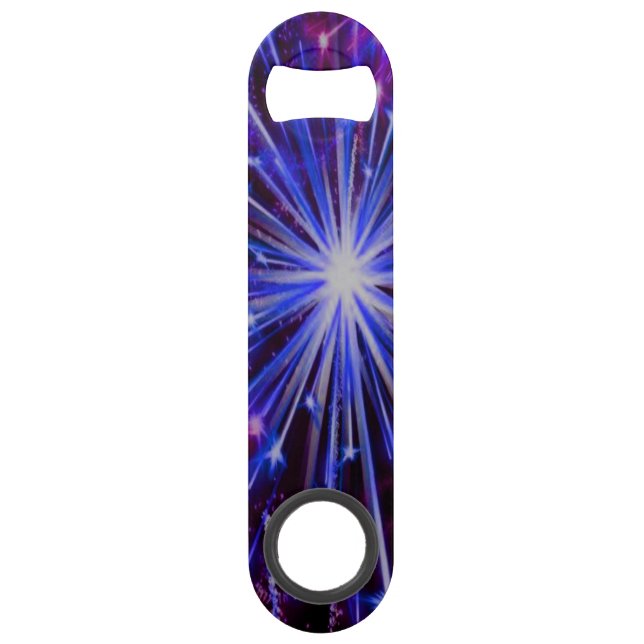 Fireworks Blue and Red Fun and Flashy Bottle Open Speed Flaschenöffner (Vorderseite)