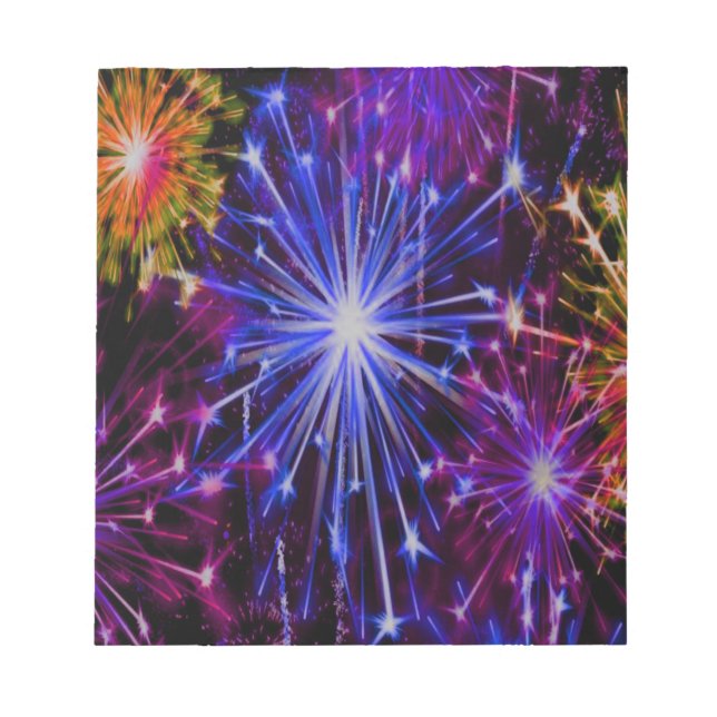 Fireworks Blue and Red Fun and Flashy Notizblock (Vorderseite)