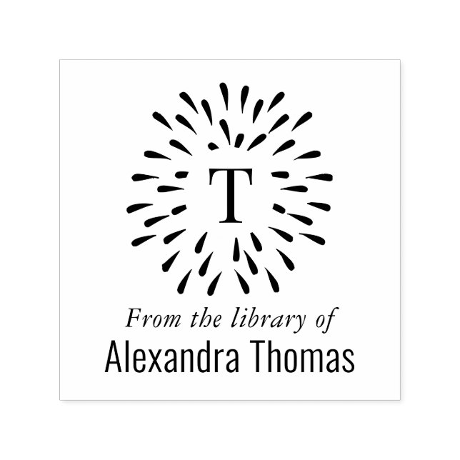 Fireworks Burst Single - Initial #3 Library Book Permastempel (Design)