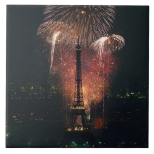 Fireworks, Eiffel Tower, Paris, Frankreich Fliese