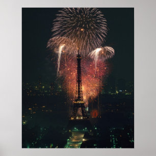 Fireworks, Eiffel Tower, Paris, Frankreich Poster